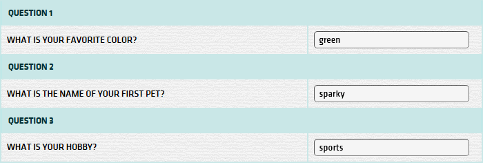 Personal Verification Questions